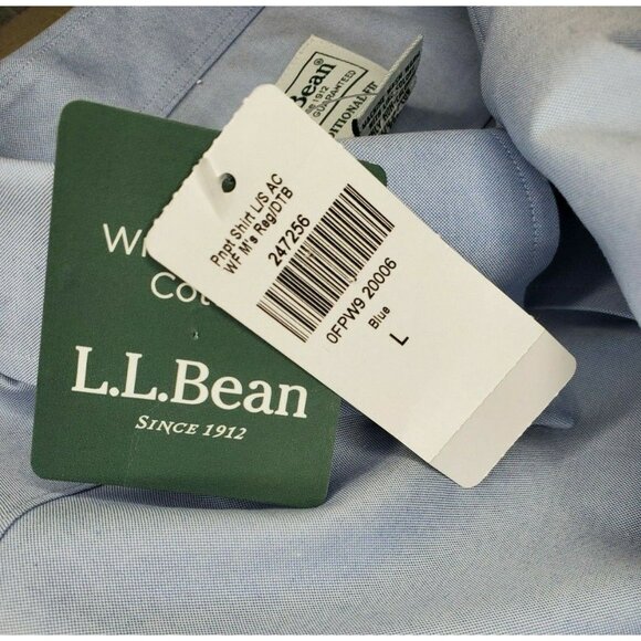 L.L. Bean Men Traditional Fit Men Large Regular Blue Button Up %100 Cotton Shirt - Picture 12 of 12